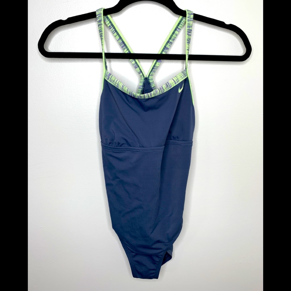 Nike Size Small Womens One Piece Swim Suit Size Small Gray Racer Back
